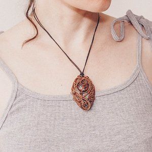 Wire wrap copper necklace